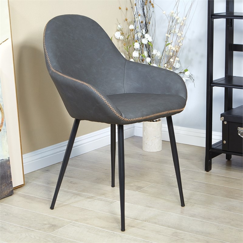 Scranton & Co Mid-Century Modern Accent Chair in Smoke Fabric Black Frame