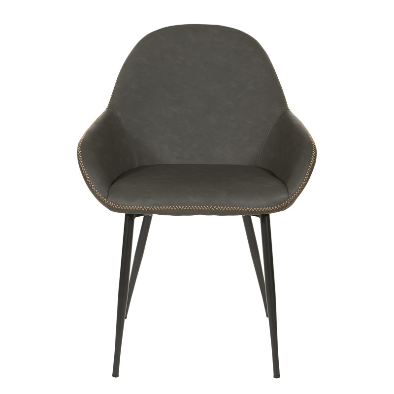 Scranton & Co Mid-Century Modern Accent Chair in Smoke Fabric Black Frame