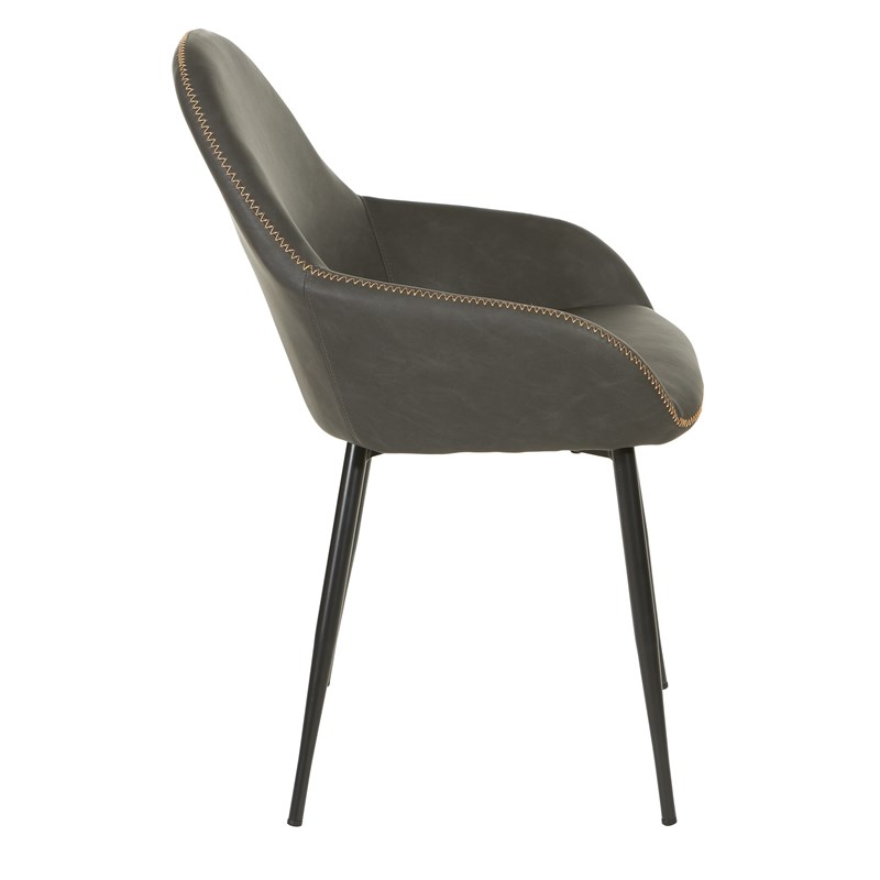 Scranton & Co Mid-Century Modern Accent Chair in Smoke Fabric Black Frame