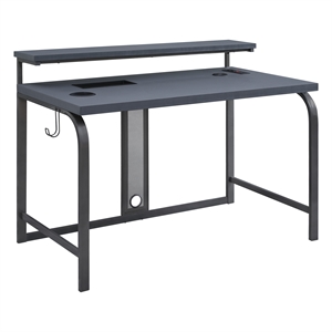 Scranton & Co 48&quot Gaming Desk in Gray with RGB LED Lights and Wireless Charger