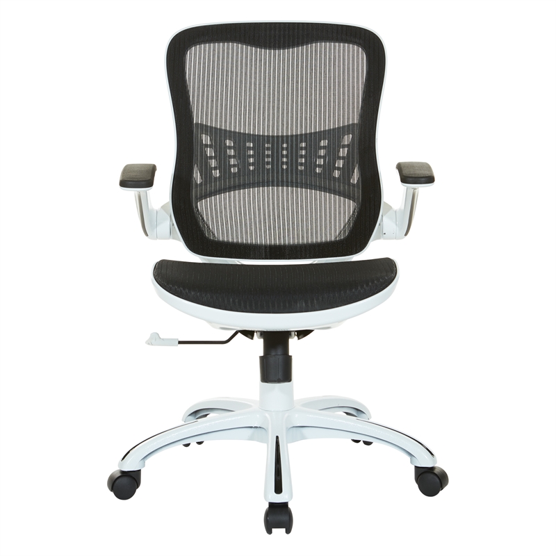 Scranton & Co Office Chair in Black Mesh with Flip Arms and Lumbar Support