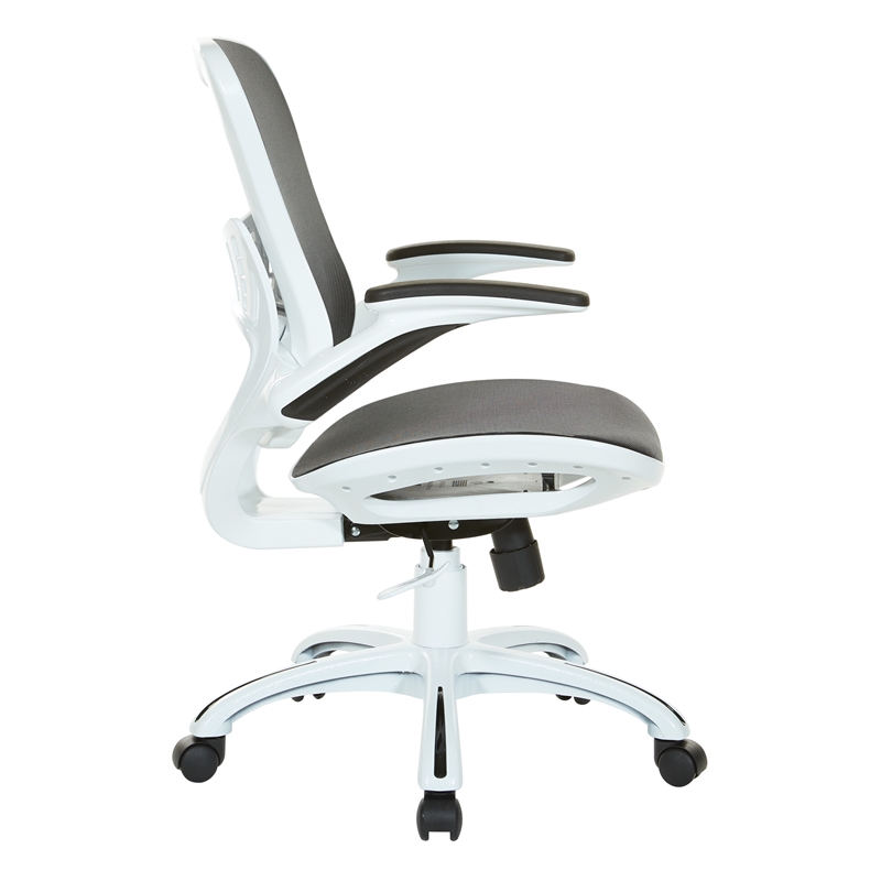 Scranton & Co Office Chair in Black Mesh with Flip Arms and Lumbar Support