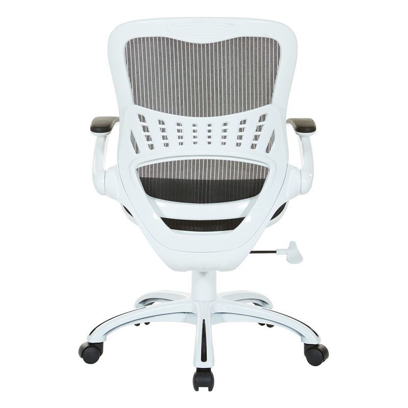 Scranton & Co Office Chair in Black Mesh with Flip Arms and Lumbar Support
