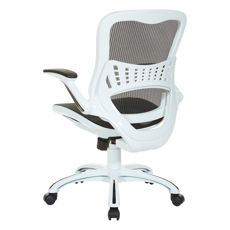 Scranton & Co Office Chair in Black Mesh with Flip Arms and Lumbar Support