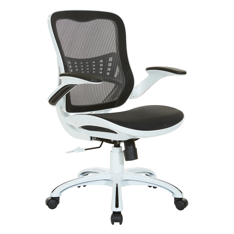 Scranton & Co Office Chair in Black Mesh with Flip Arms and Lumbar Support