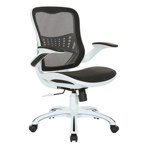 Scranton & Co Office Chair in Black Mesh with Flip Arms and Lumbar Support