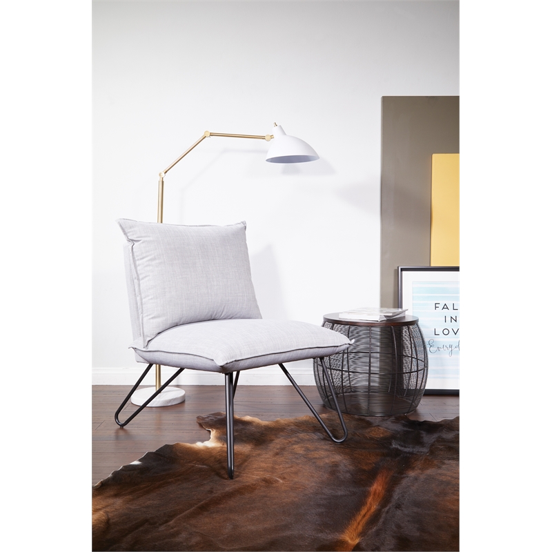 Scranton & Co Accent Chair in Dove Gray Fabric with Black Hairpin Legs
