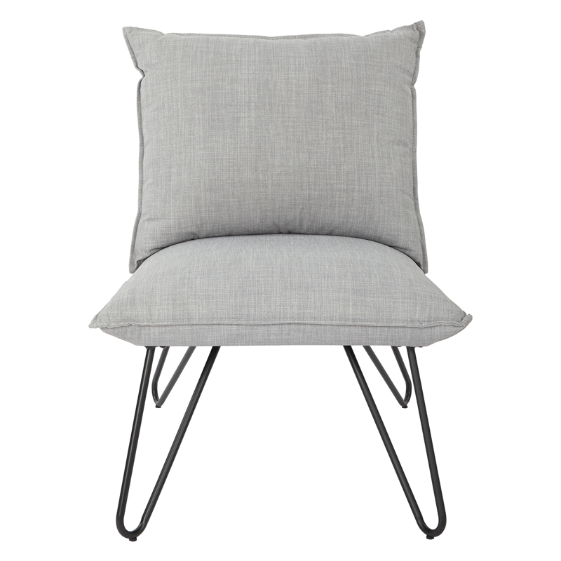 Scranton & Co Accent Chair in Dove Gray Fabric with Black Hairpin Legs