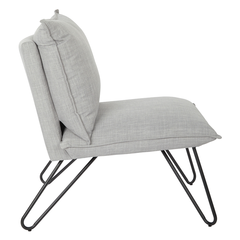 Scranton & Co Accent Chair in Dove Gray Fabric with Black Hairpin Legs