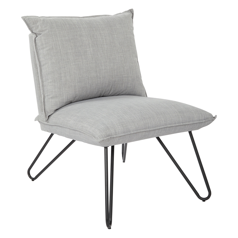 Scranton & Co Accent Chair in Dove Gray Fabric with Black Hairpin Legs