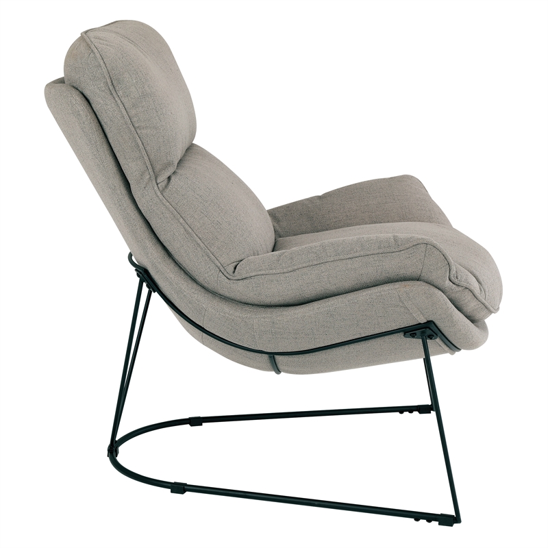 Scranton & Co Modern Lounge Chair in Gray Fabric with Black Steel Cradle Frame