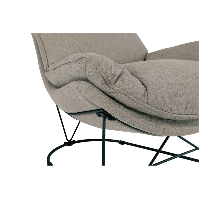 Scranton & Co Modern Lounge Chair in Gray Fabric with Black Steel Cradle Frame