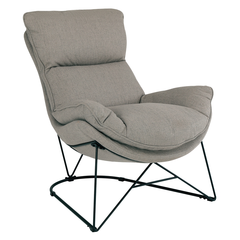 Scranton & Co Modern Lounge Chair in Gray Fabric with Black Steel Cradle Frame