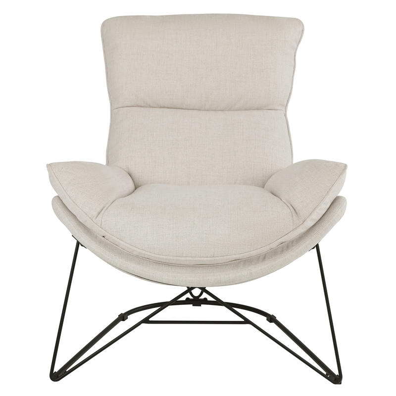 Scranton & Co Modern Lounge Chair in Cream Fabric with Black Steel Cradle Frame