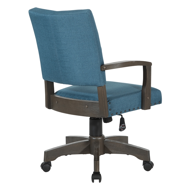 Scranton & Co Bankers Chair in Blue Fabric with Gray Wood & Nailhead Trim