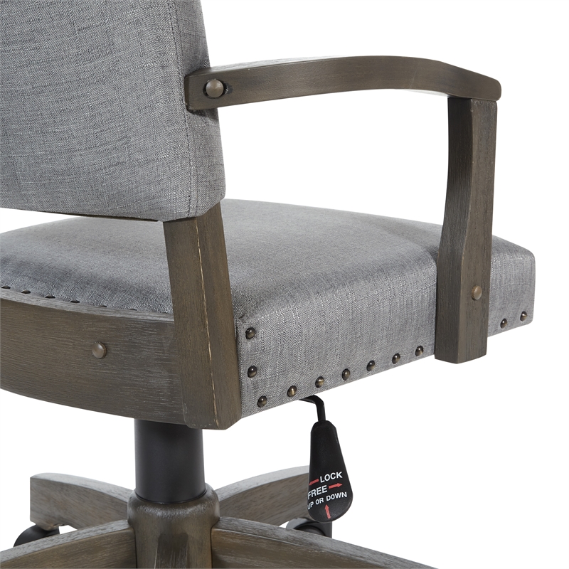 Scranton & Co Antique Gray Banker's Chair in Gray Fabric with Nailhead Trim
