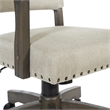 Scranton & Co Gray Banker's Chair in Ivory White Fabric with Nailhead Trim
