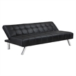 Scranton & Co Convertible Futon Sofa in Black Faux Leather with Steel Frame