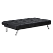Scranton & Co Convertible Futon Sofa in Black Faux Leather with Steel Frame