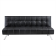 Scranton & Co Convertible Futon Sofa in Black Faux Leather with Steel Frame
