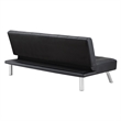 Scranton & Co Convertible Futon Sofa in Black Faux Leather with Steel Frame