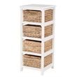 Scranton & Co 4-Tier Storage Tower in White with Natural Seagrass Baskets