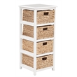 Scranton & Co 4-Tier Storage Tower in White with Natural Seagrass Baskets