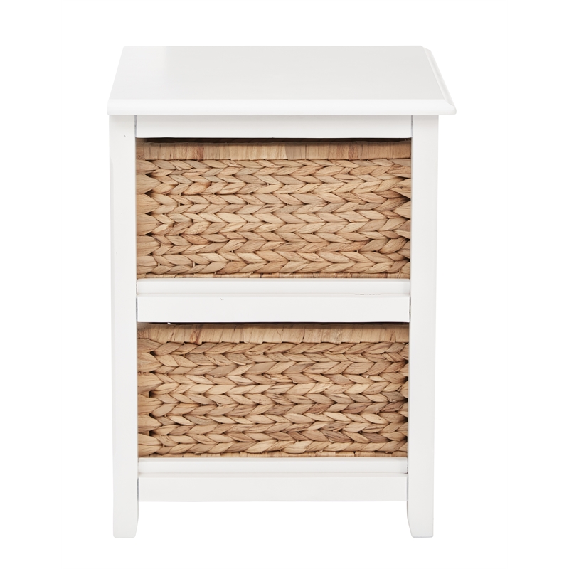 Scranton & Co 2-Tier Storage Unit in White with Natural Seagrass Baskets