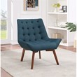 Scranton & Co Mid-Century Tufted Accent Chair in Azure Blue with Coffee Legs