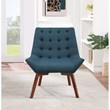 Scranton & Co Mid-Century Tufted Accent Chair in Azure Blue with Coffee Legs