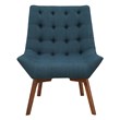 Scranton & Co Mid-Century Tufted Accent Chair in Azure Blue with Coffee Legs