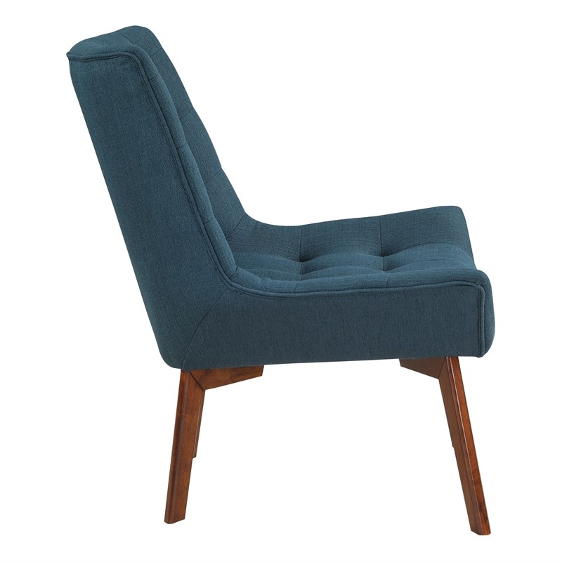 Scranton & Co Mid-Century Tufted Accent Chair in Azure Blue with Coffee Legs