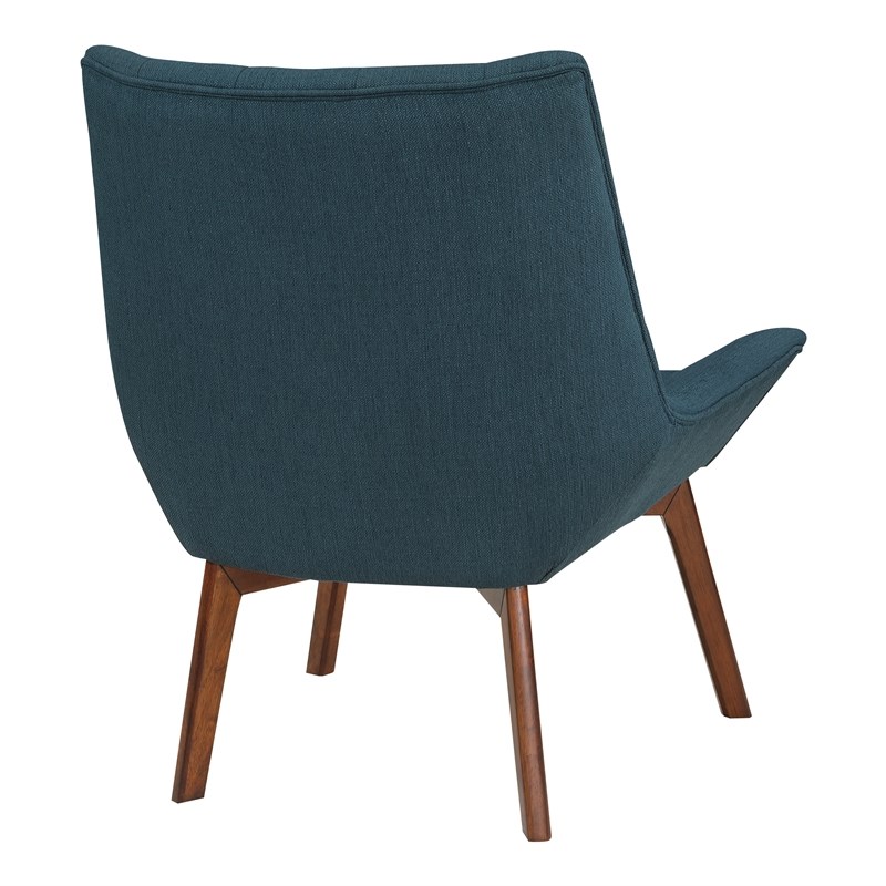 Scranton & Co Mid-Century Tufted Accent Chair in Azure Blue with Coffee Legs