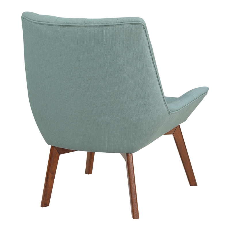 Scranton & Co Mid-Century Tufted Accent Chair in Sea Blue with Coffee Legs