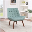 Scranton & Co Mid-Century Tufted Accent Chair in Sea Blue with Coffee Legs
