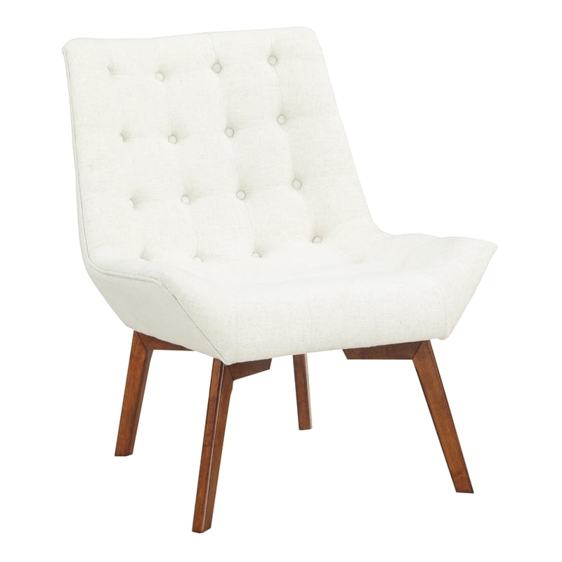 Scranton & Co Linen Cream Tufted Accent Chair with Coffee Finish Legs