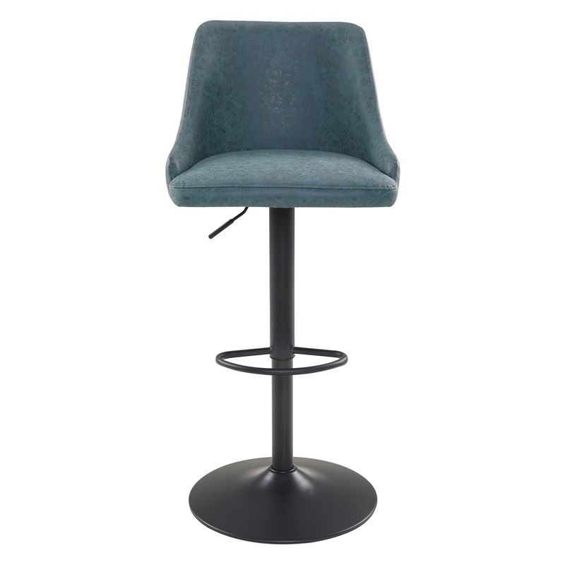 Scranton & Co Navy Faux Leather Height Adjustable Swivel Stool with Back