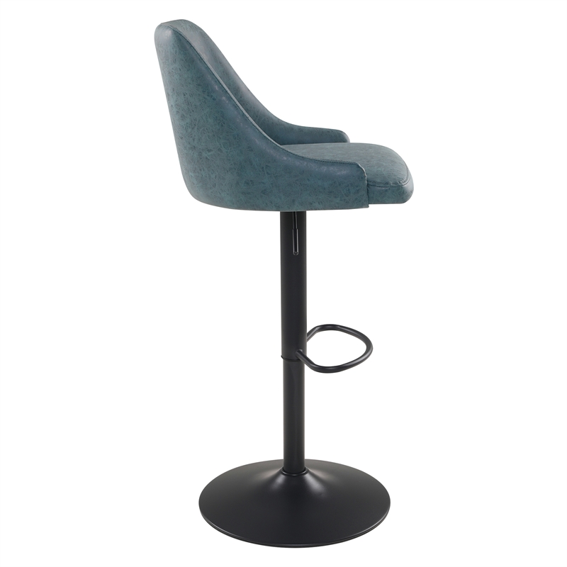 Scranton & Co Navy Faux Leather Height Adjustable Swivel Stool with Back