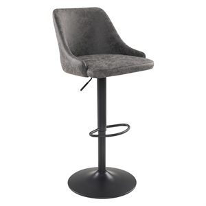 Scranton & Co Charcoal Faux Leather Height Adjustable Swivel Stool with Back