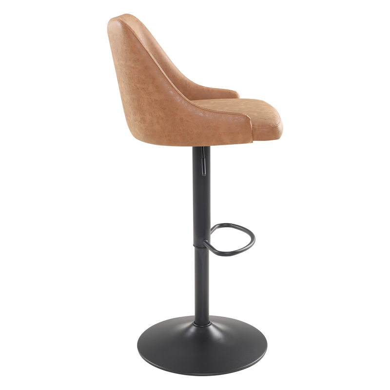 Scranton & Co Sand Brown Faux Leather Height Adjustable Swivel Stool with Back