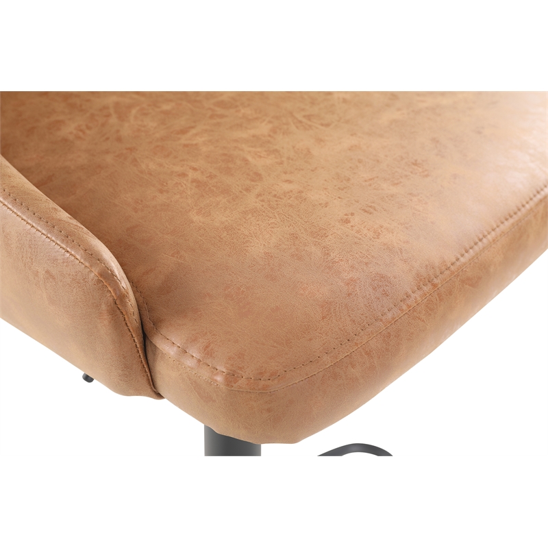 Scranton & Co Sand Brown Faux Leather Height Adjustable Swivel Stool with Back