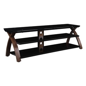 Scranton & Co 67&quot Espresso Wood TV Stand with Tempered Glass Shelves