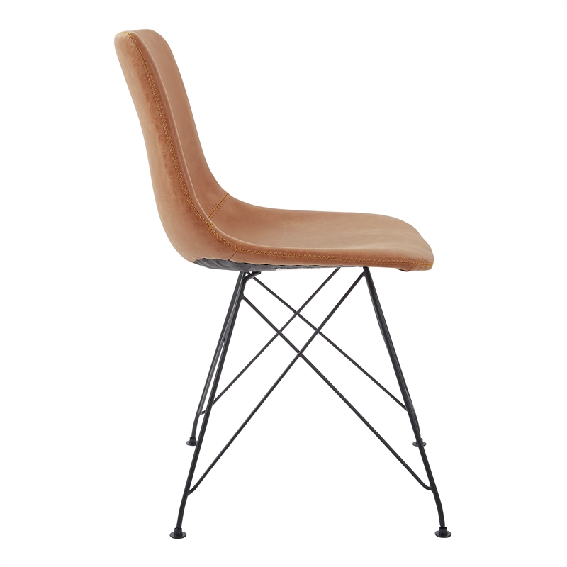 Scranton & Co Sand Brown Faux Leather Scoop Design Chair 2 Pack Metal Legs