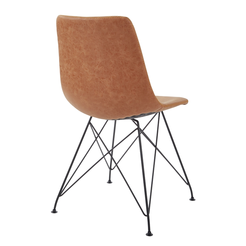 Scranton & Co Sand Brown Faux Leather Scoop Design Chair 2 Pack Metal Legs