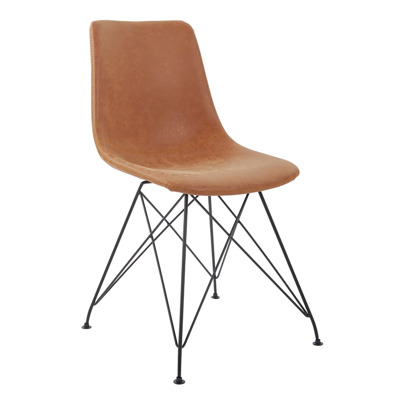 Scranton & Co Sand Brown Faux Leather Scoop Design Chair 2 Pack Metal Legs