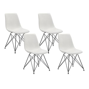 Scranton & Co Scoop Design Faux Leather Chair Set of 4 in White