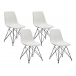 Scranton & Co Scoop Design Faux Leather Chair Set of 4 in White