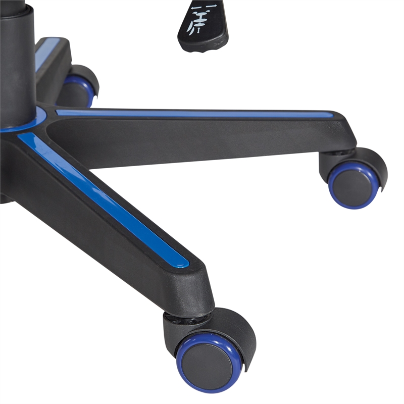 Scranton & Co Ergonomic Gaming Chair in Black Faux Leather with Blue Accents