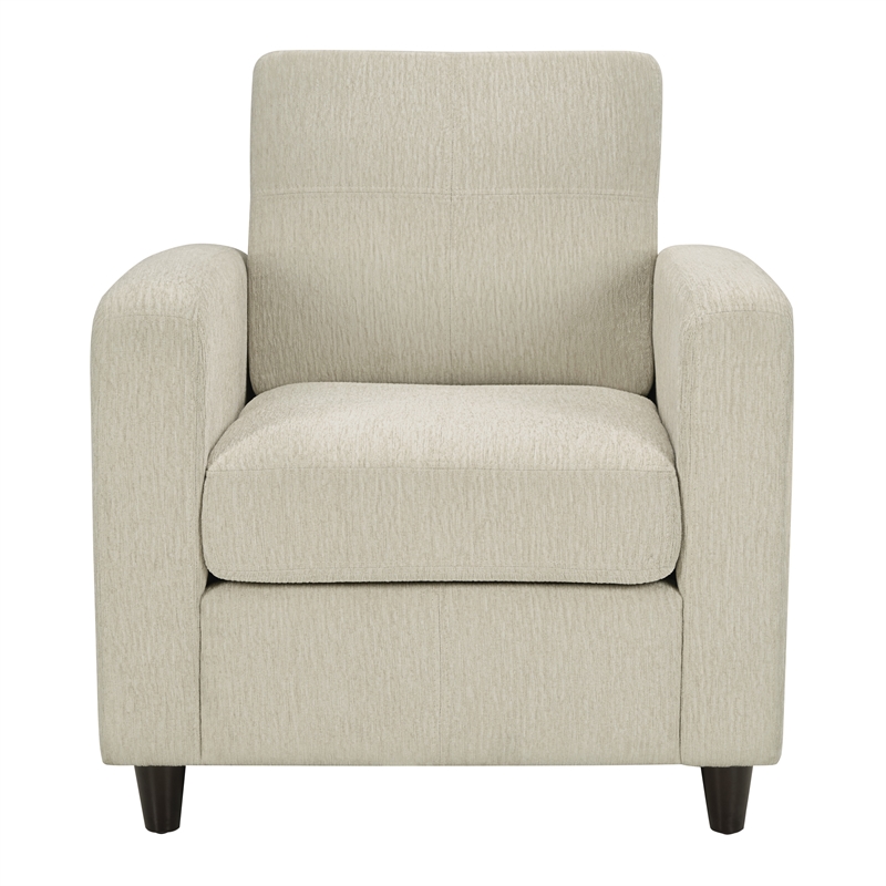 Scranton & Co Modern Club Chair in Cream Fabric with Espresso Wood Legs