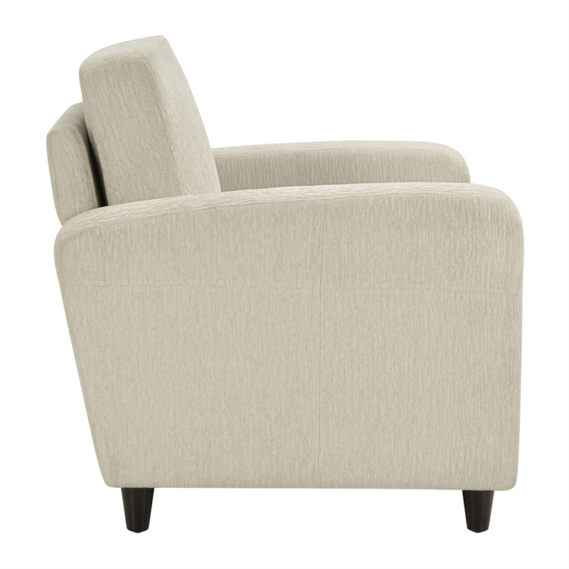Scranton & Co Modern Club Chair in Cream Fabric with Espresso Wood Legs